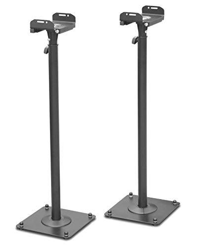2 högtalarställ, höjdjusterbart - rymmer satellit och små bokhyllhögtalare (dvs. Bose, Harmon Kardon, Polk, JBL, KEF, Klipsch, Sony och andra) kabelkanal, svart modell: BS16Bx2