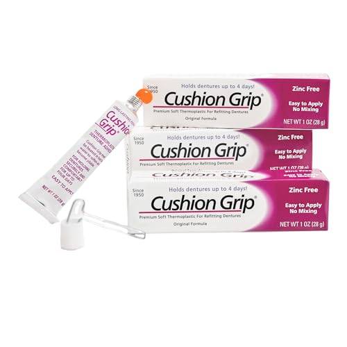 Kuddgrepp termoplastiska proteslim, 28 ml (3-pack) Gör att din protes passar tätt igen i upp till 4 dagar [inte ett limlim, fungerar som ett passande protesfoder]