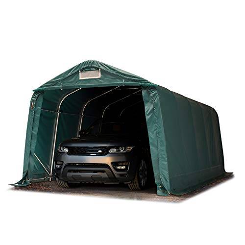 Garagetält 3,3x6 m PVC-duk ca 550 g/m² portabelt garage, förvaringstält 100% vattentätt mörkgrön