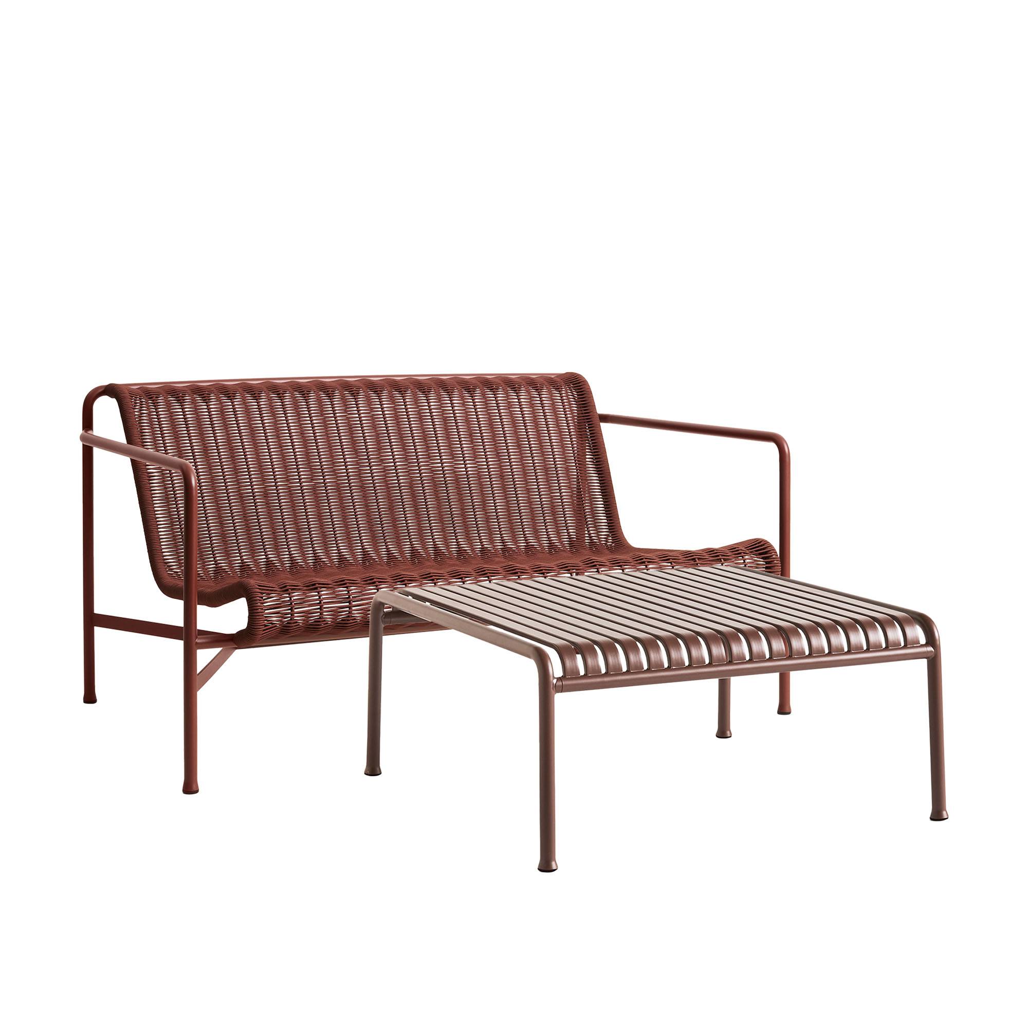 HAY - Palissade cord loungegrupp med loungesoffa & lågt trädgårdsbord red - Loungegrupper utomhus