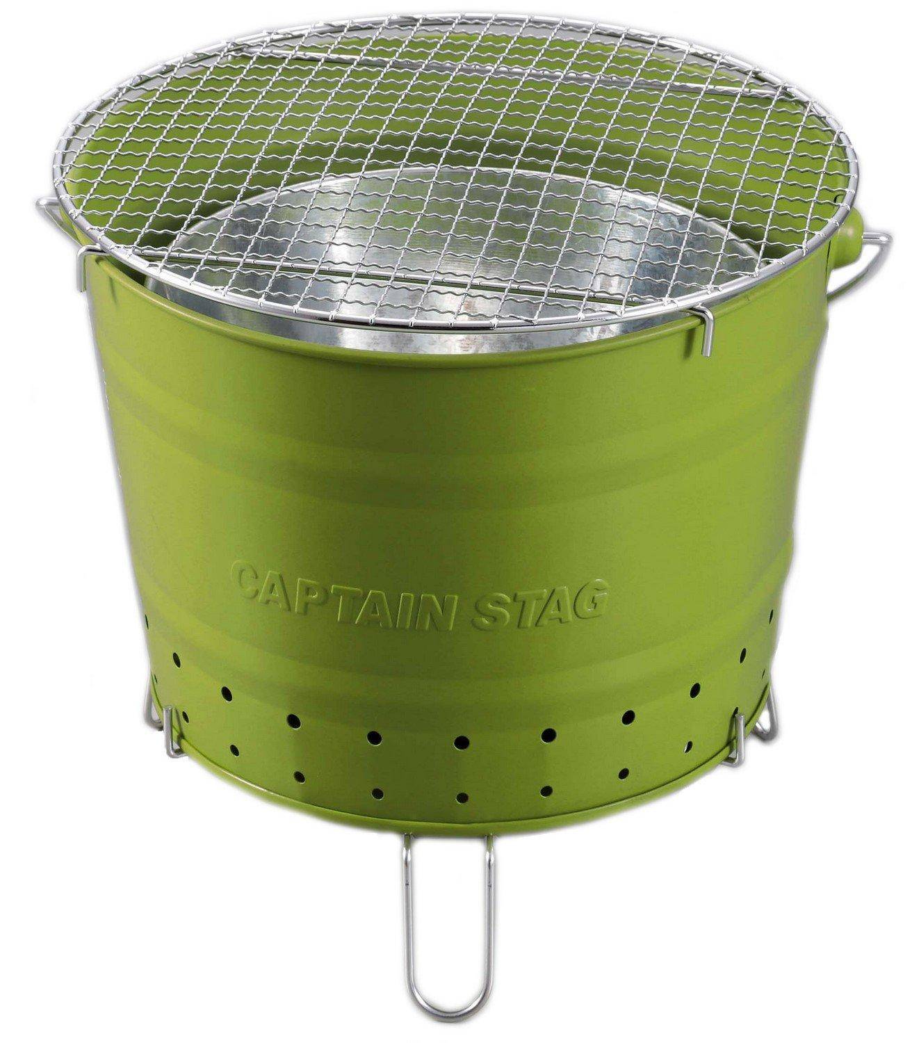Captain Stag BBQ Shichirin Bucket Grill (Charcoal Brazier) [Serves 1-2 People] grön