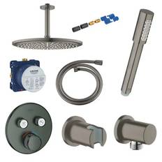 Grohe Grotherm smartcontrol m/hovedbruser i loft, børstet hard graphite