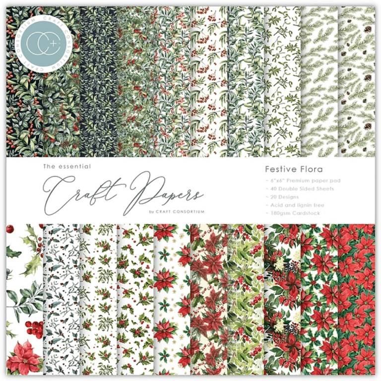 Pappersblock - 15x15cm - Festive Flora