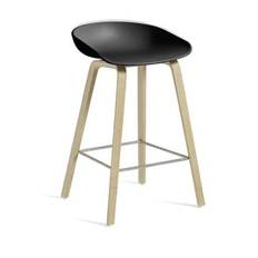 HAY AAS32 Barstol Low SH: 65 cm - Lacquered Oak Veneer/Black/Stainless Steel footrest