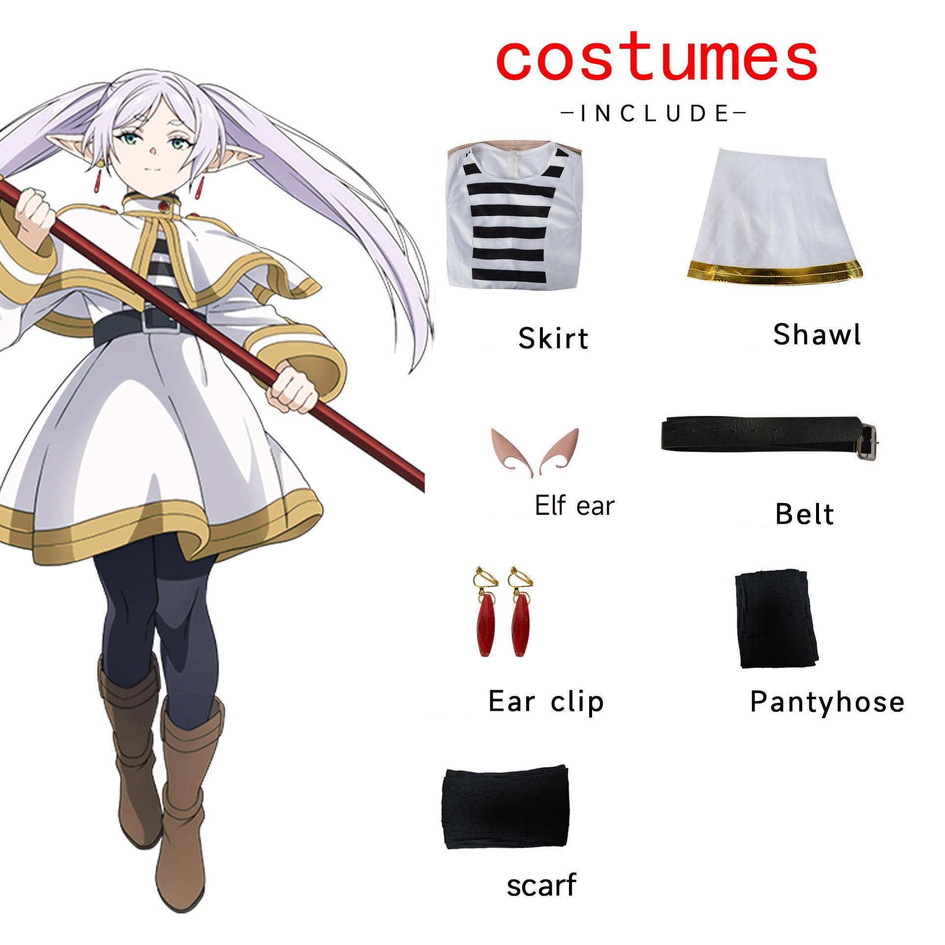 Ysir Frieren På Begravningen Cosplay Costume Frieren Magic Cosplay Costume cm vit