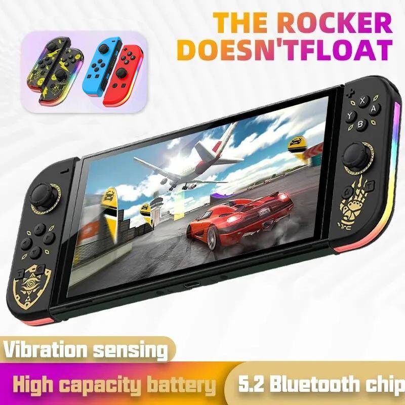 Lyxig Switch Joypad för Nintendo Switch Oled Lite L/R Joy Controller med Dubbel Vibration Cons RGB LED 5.2 BT Spelkontroll För PC YUZU
