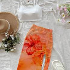 2st Vintage Hibiscus Tie-Dye Mönster Dam Set, Casual Vacation Style, Sexig, Söt, Y2K Coconut Girl, Boho, Lämplig för sommarens musikfestivaler - Multifärgad (L,M,S,XL,XS)