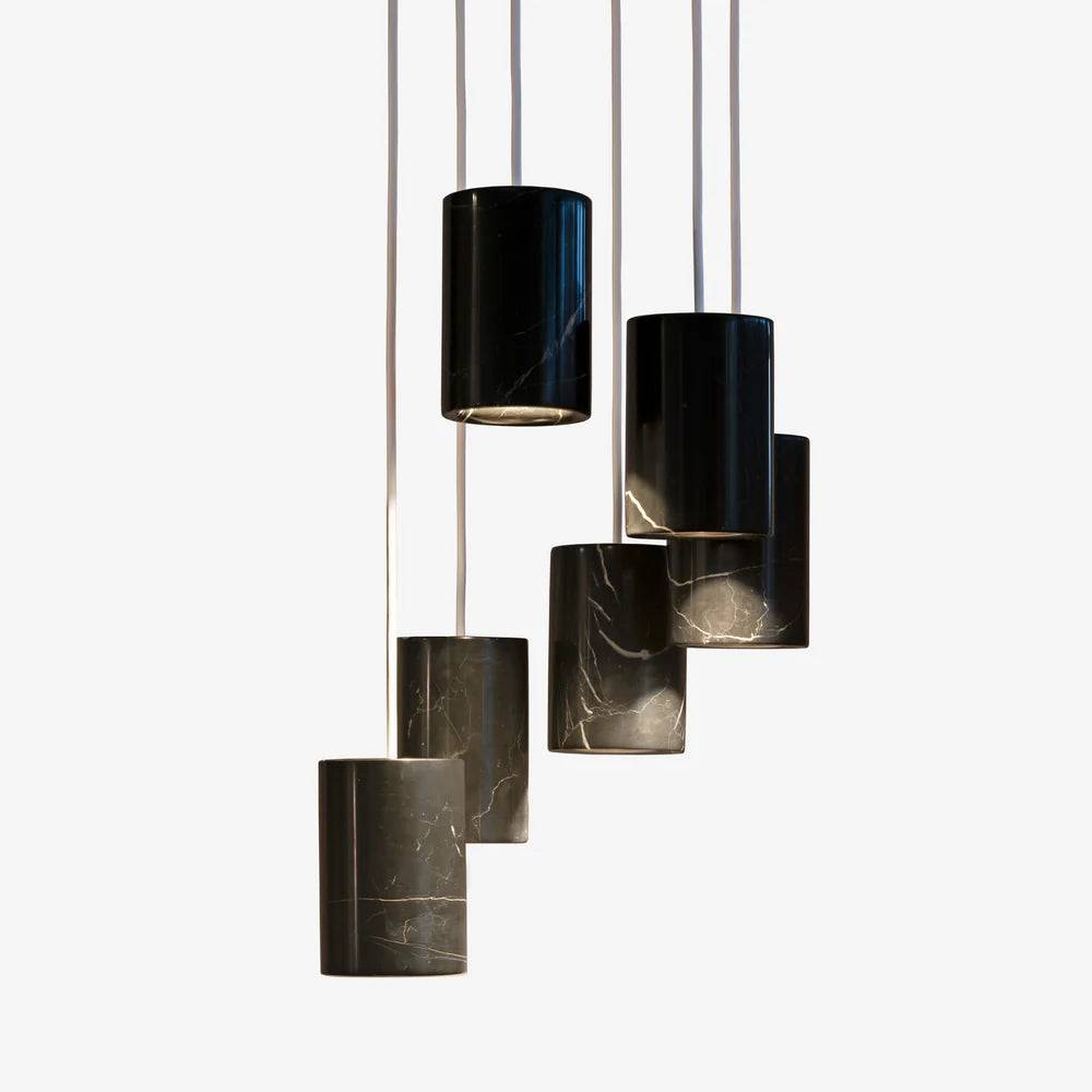 SOLID Pendant kegle Terence Woodgate - 6 pendler inkl. roset / Sort bejset egetræ