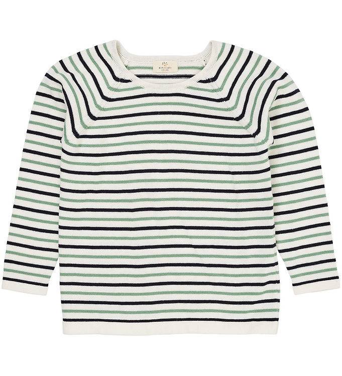 Copenhagen Colors Bluse - Strik - Cream Navy/Green Comb - Copenhagen Colors - 8 år (128) - Bluse
