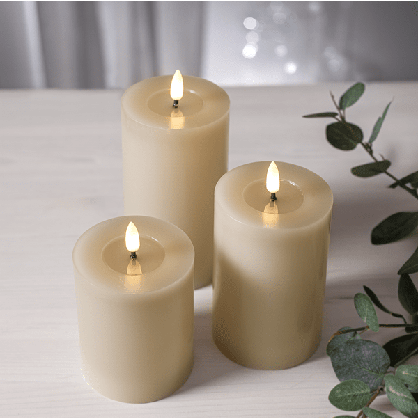 Blockljus Flamme Flow Beige (Storlek: 7,5x15cm)