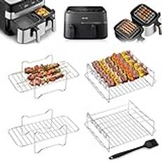 JXAXD Air Fryer tillbehör för Philips Dual Basket Airfryer 3000-serien, dubbla luftfritös ställ, Air Fryer Racktillbehör, grillgaller för Tefal EY9018 5,2/3,1 L, Cecotec 5,5/3,5 L, Lakeland 5L/3L