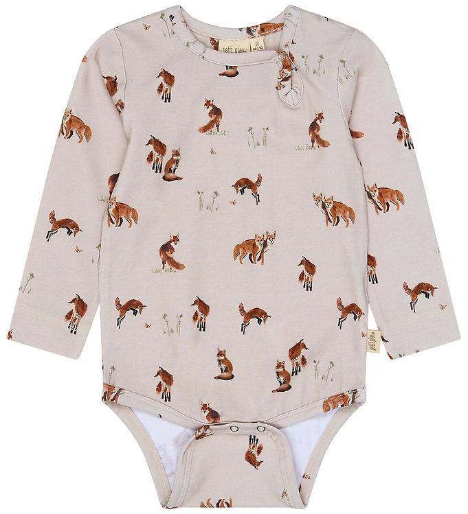 Petit Piao Body l/æ - PPStar - Gray Morn Fox AOP - Petit Piao - 68 - Body L/Æ