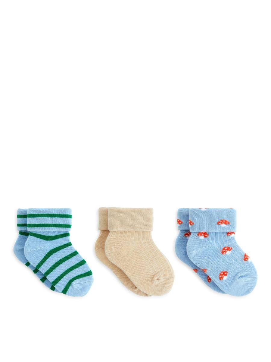 ARKET Ribbade Strumpor, 3-pack -Beige, 19/21