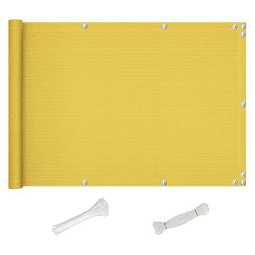 Balkongskydd 70 x 600 cm vattentätt vindskydd insynsskydd för trädgårdsstaket bakgård och veranda gul