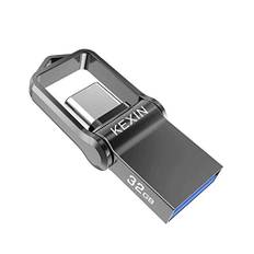 KEXIN USB Stick 32GB, USB C Stick Speicherstick OTG Flash Drive USB 3.0 Dual Memory Stick Pen Drive Wasserdicht Flash Laufwerk mit Schlüsselanhänger für PC Laptop Tablet TV Auto USB C Handy Schwarz