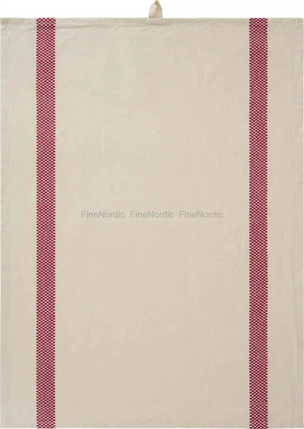 Ib Laursen Tea Towel "Chloe" Natural with Red Woven, Checkered Stripes