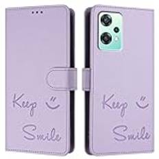 JZ Nord CE 2 Lite 5G Fall Konstläder Flip Cover Wallet [Keep Smile][Handled & Neck Strap][Korthållare] För OnePlus Nord CE 2 Lite 5G Fall - Violet