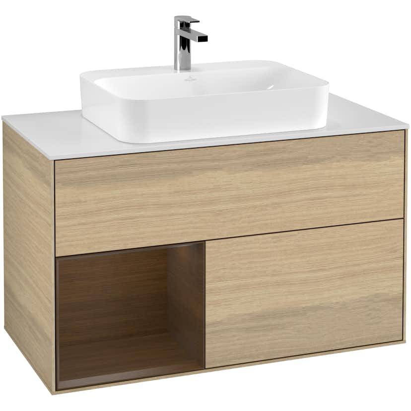 Tvättställsskåp Villeroy & Boch Finion med 2 Lådor Hylla och Bänkskiva för Ytmonterat Tvättställ