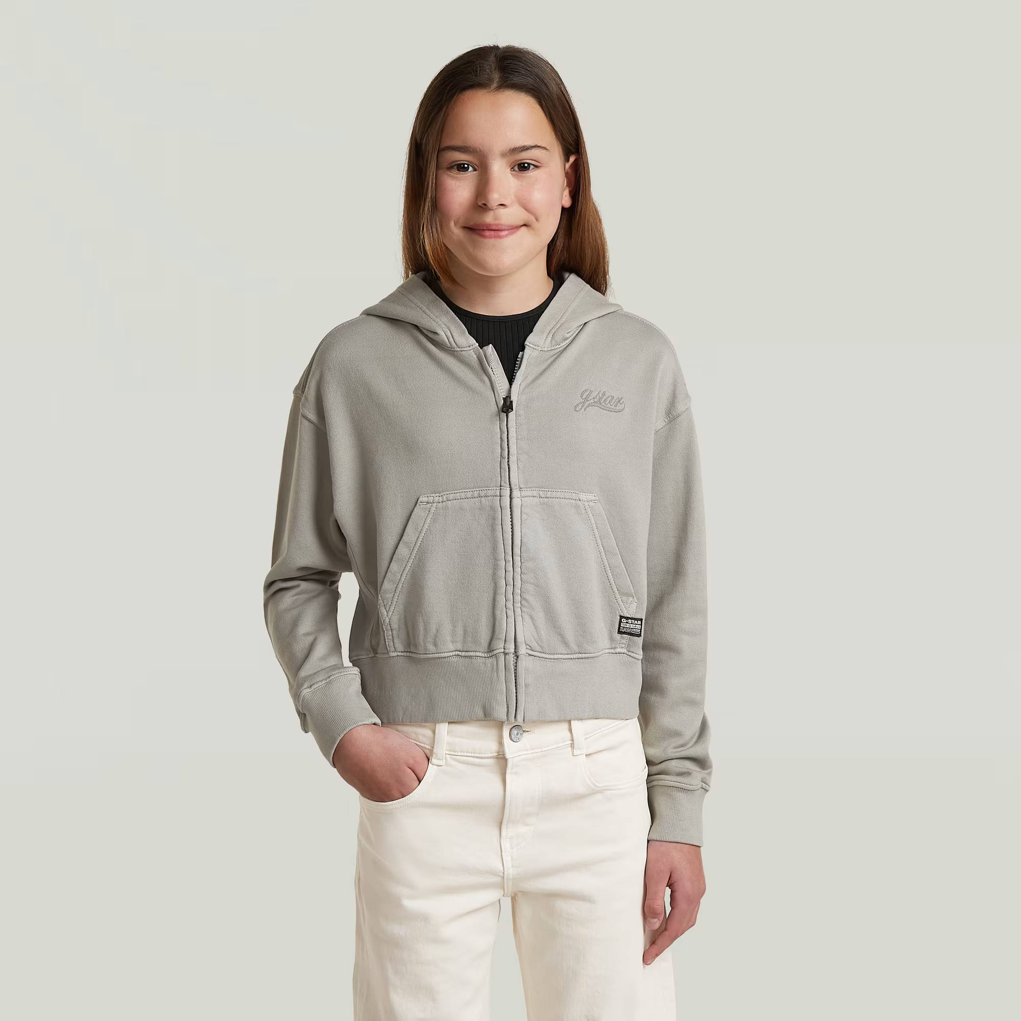 Girls Hooded Cropped Sweatshirt - Grey - girls - 116