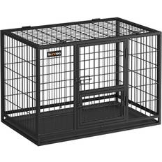Hundebur med Dobbeltdør Metal Sort, 93 x 57,5 x 64 cm