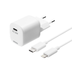 iPhone 13 serien - USB-C PD HURTIG oplader / adapter - 20W / 3A - Inkl. USB-C til Lightning kabel - 5 års garanti