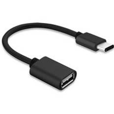 2 in 1 typ-c hane + micro usb hane till usb 3.0 hona otg kabel adapter nylon flätad datakabel för telefon surfplatta u disk otg - Svart kabel