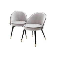 Cooper Dining Chair Roche Light Grey Velvet Set of 2