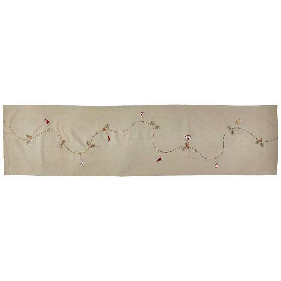 Bordløber m/Broderi Julemotiv 40 x 160 cm. Bomuld