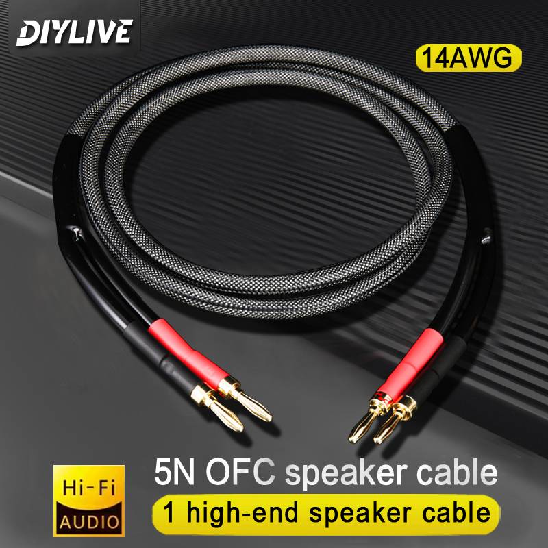 One Pair HiFi Speaker Cable High-end Audio Amplifier Cable High Purity Oxygen-free Copper With Banana 24K Gold Plug Y Plug Cable