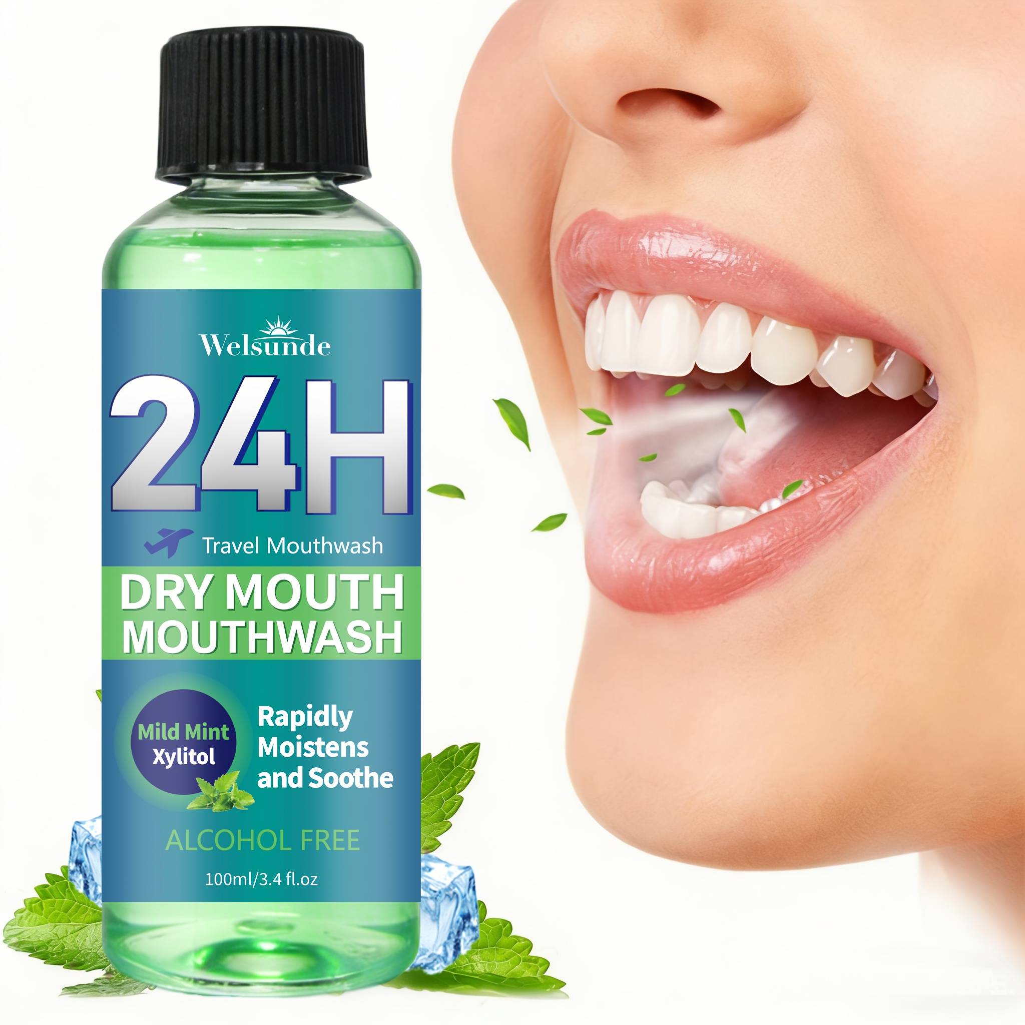 24h Mouthwash - Soothes & For Breath With A Taste, With Xylitol And Probiotics, Compact Portable Mouthwash For Fresh And , No Oral Irritation, For Daily Oral Care, Suitable For Everyone