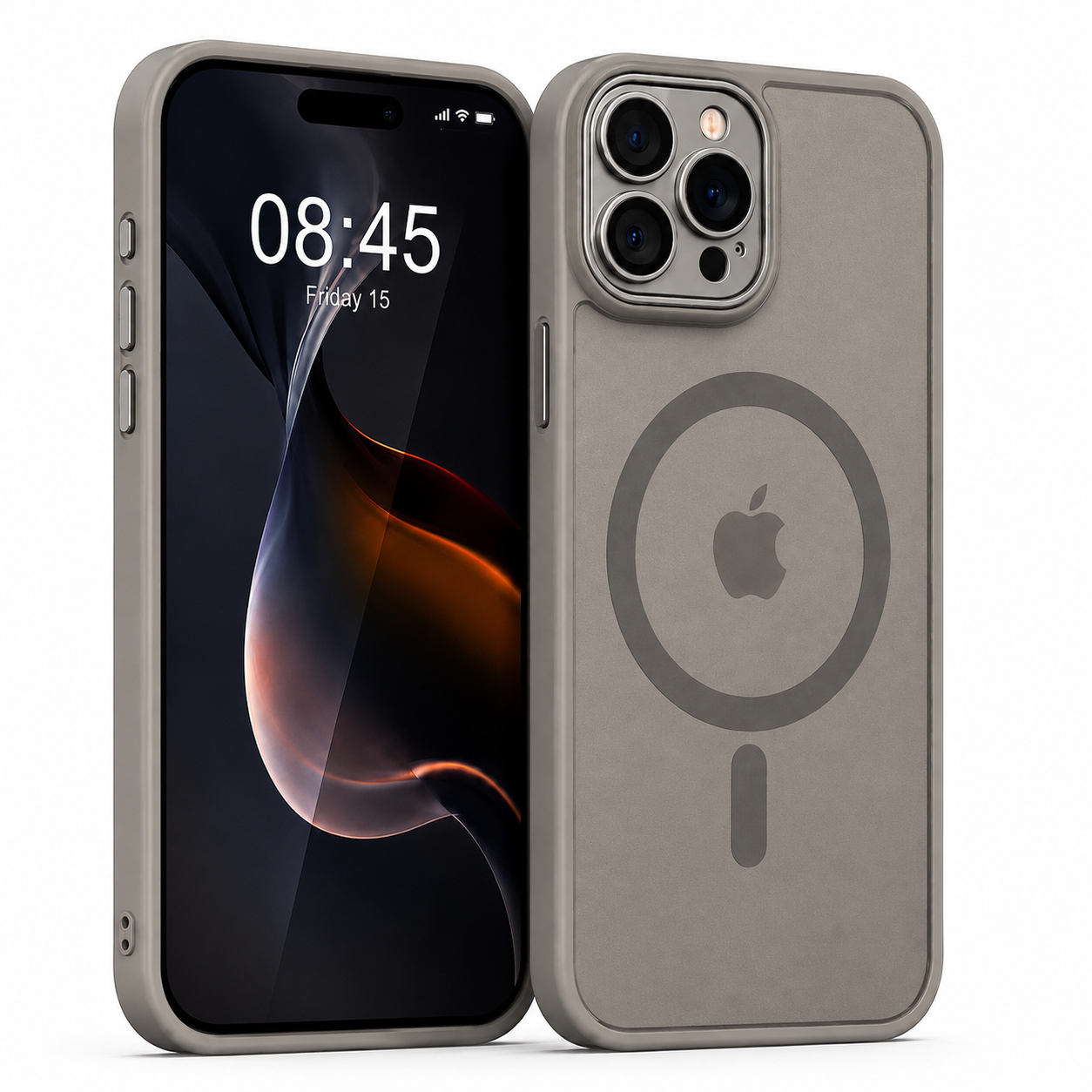 Frostat MagSafe Skal med Heltäckande Kameraskydd & Metallknappar – Grå Elegant Matt Design för iPhone - iPhone 13 Pro