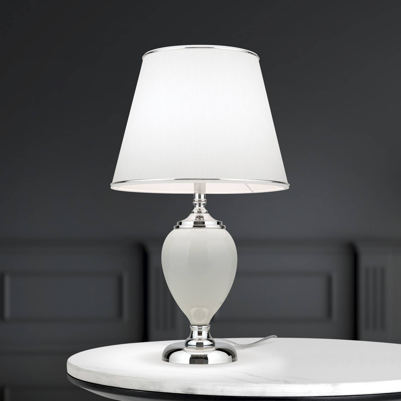 ORION Bordslampa Ovum, Vitt / opal, Vardagsrum / matsal, Textil / tyger / siden, Bordslampa