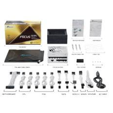 Seasonic Focus GX White 850W, ATX 3.0, 120 mm fläkt, 80PLUS Gold, semipassivt, löstagbara kablar - Vit