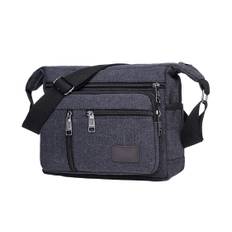 Crossbody Shoulder Large Canvas [Rowaica] Men's Bag, Lightweight, Capacity, (Black) svart