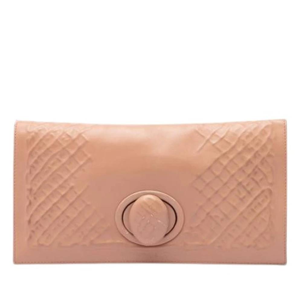 Bottega Veneta Vintage Pre-owned Embossed Woven Clutch - Vintage - Dame - Lyserød - ONE SIZE - Læder