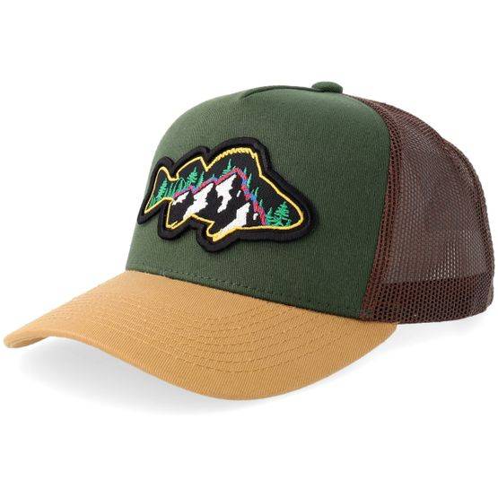 Skillfish - Grön trucker Keps - Kids Perch Mtn 3d Dark Green/Brown A-frame Trucker @ Hatstore
