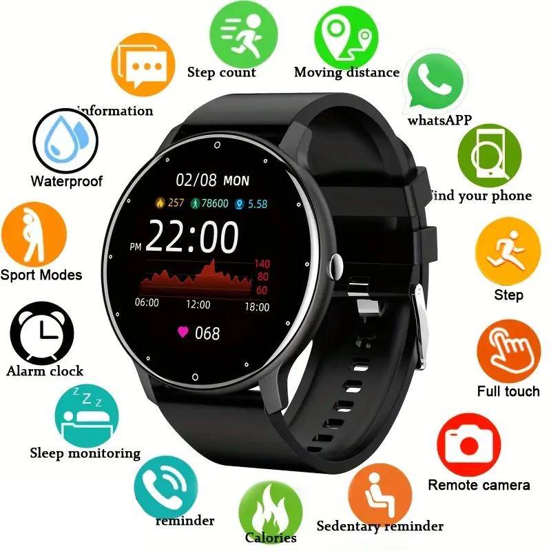 Smart Watch Herr Dam Full Touch Screen Pulsdetektering Sport Fitness Call Stegräknare Vattentät Klocka för Android IOS