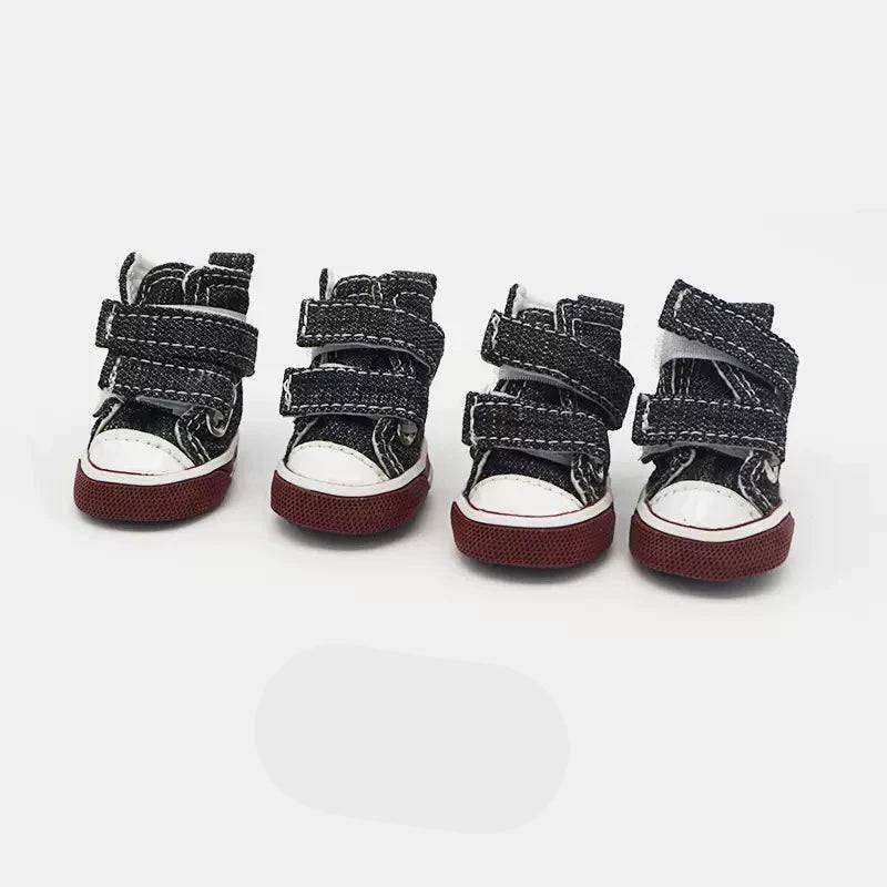 Anti-Slip Dog Shoes & Breathable Canvas Booties – Set of 4 - black / no.2 (no.2)