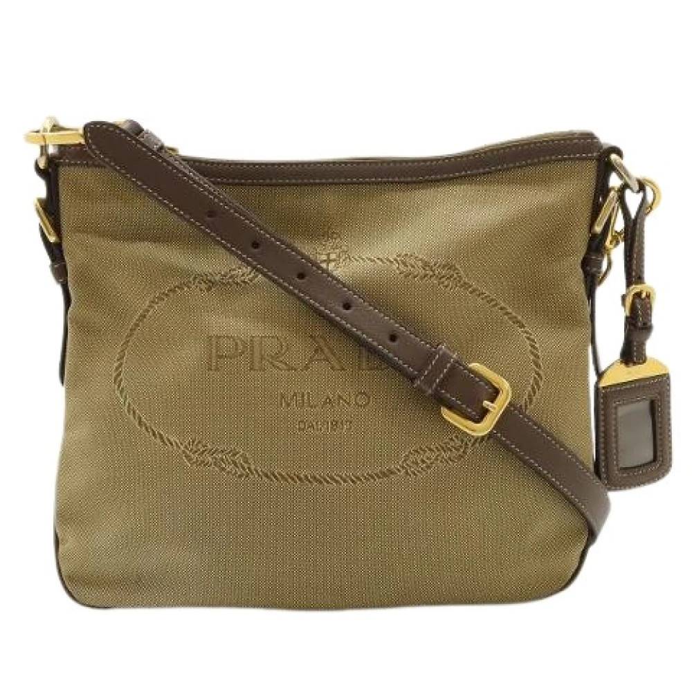 Prada Vintage - Pre-owned Logo Jacquard 2way Axelremsväska Vintage - Dam - ONE Size - Läder
