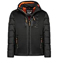 Geographical Norway Beachwood vadderad jacka för män, varm jacka, vinterfoder, vindtät jacka med långa ärmar, kvalitetsstoppat lätt tyg, svart, L