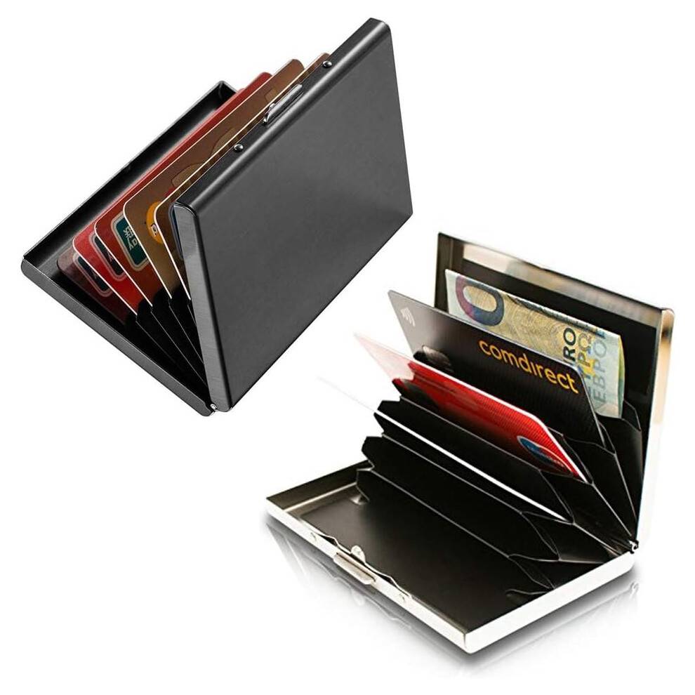 Secure Wallet Duo, elegante kreditkortetui i rustfrit stål, slank kreditkortholder til mænd og kvinder, klar til gavegivning med RFID-blokerende