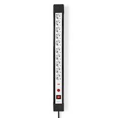 Nedis 10-vejs Power Strip med overspændingsbeskytter, 3680W, 3m - Sort/hvid