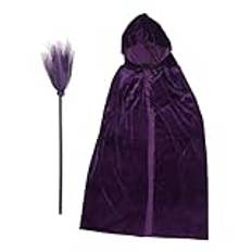 Lila Wizard Hooded Häxa Halloween Vuxen Kid Cape Kostymer för Sammet för Sammet Unisex Halloween för Sammet Halloween Dekoration Måla Ritning Konsttillbehör