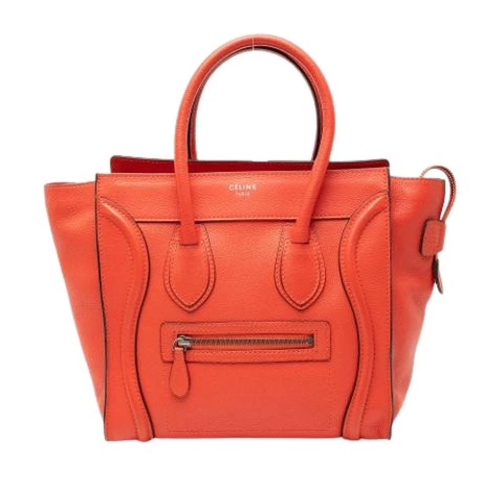 Celine Vintage Pre-owned Micro Luggage Tote - Vintage - Dame - Orange - ONE SIZE - Læder