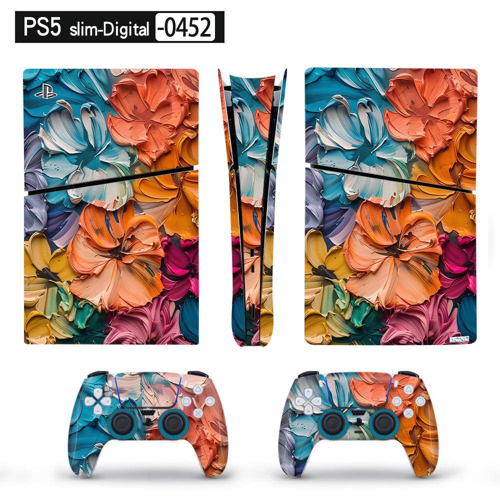 Anime Art Vinyl Skin Sticker för PS5 Slim Digital Console och 2 Controllers Dekal Cover
