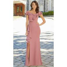 MGNY By Mori Lee 72709 - Crepe Ruffled Slit Long Dress