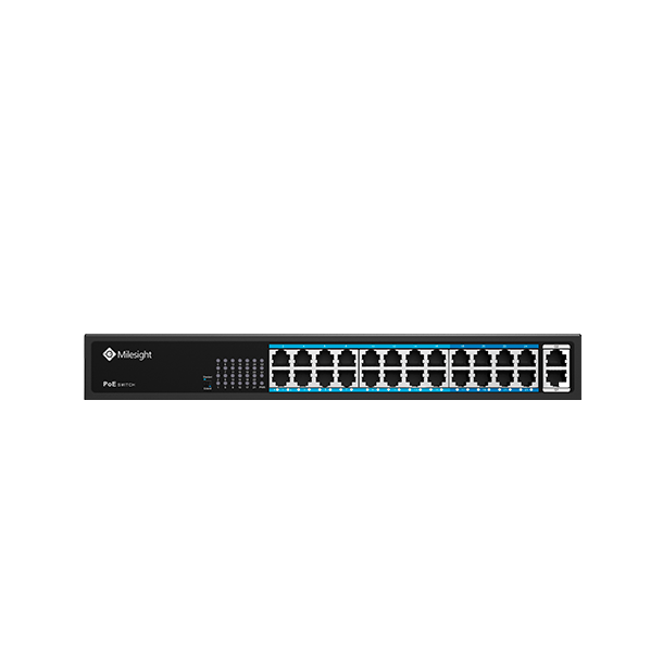 Milesight PoE Switch 24 x PoE, 2 x uplink, 400W.