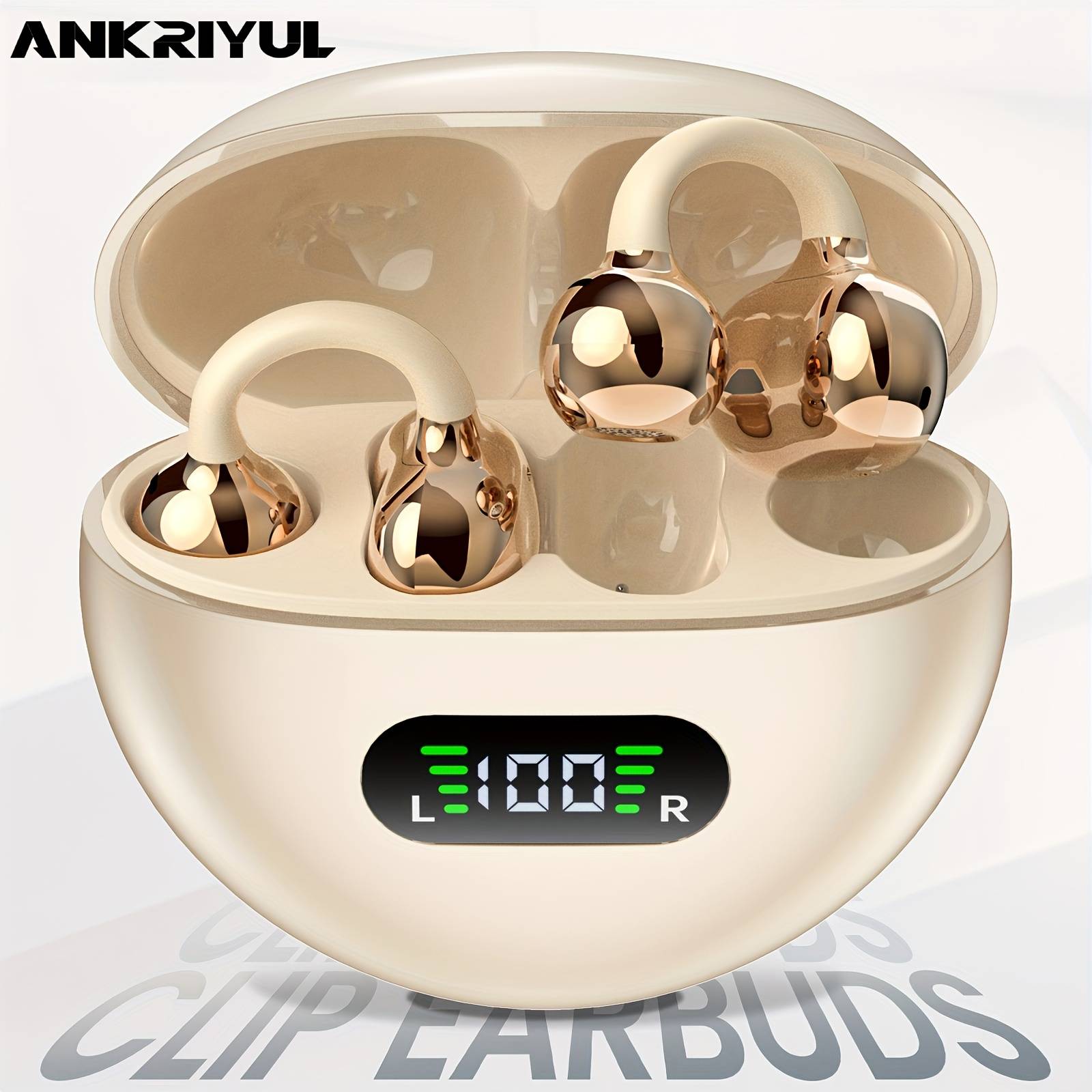 Ankriyul Wireless Stereo Earbuds, Sport Headset With Charging Case, Noise Reduction Headphones, Ows Earphones For Phone