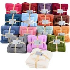 Soft Super Absorbent Cheap Gift Solid and Striped Microfiber Coral Fleece Bathroom Bath Towel Sets