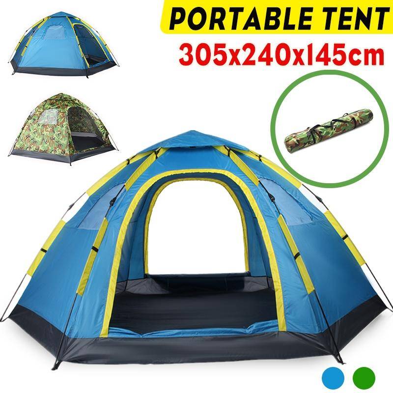6-8 Personers Familje Instant Up Campingtält Vattentätt Kuppol Vandring Strand Teepee 305*240*145cm white